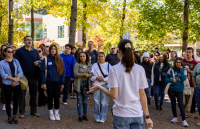 Guests on a campus tour.