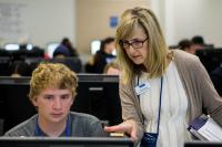 Advising in the computer lab.