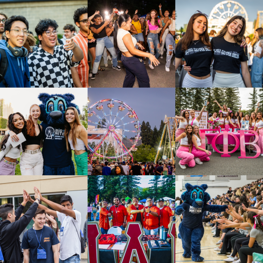 A collage of students at Week of Welcome events.